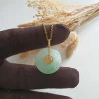 Translucent Icy Apple Green Jadeite "Countless Blessing" Pendant (JAB006780) 4