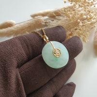 Translucent Icy Apple Green Jadeite "Countless Blessing" Pendant (JAB006780) 2