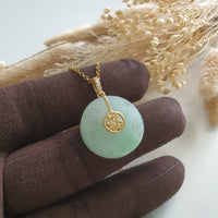 Translucent Icy Apple Green Jadeite "Countless Blessing" Pendant (JAB006780) 3
