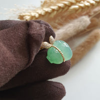 Translucent Icy Apple Green Jadeite "Glittering Hulu’s Love" Pendant (JAB006915) 2