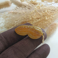 Translucent Icy Yellow Jadeite “Golden Peanut” Pendant (JAB006960) 3