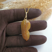 Translucent Icy Yellow Jadeite “Golden Peanut” Pendant (JAB006960) 1