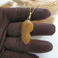 Translucent Icy Yellow Jadeite “Golden Peanut” Pendant (JAB006960) 6