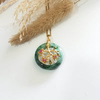 Translucency Brilliant Flower Green Jadeite "Cherry Blossom" Pendant (JAB006965) 6