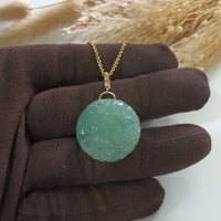 Translucent Icy Green Jadeite "Prosperity Fish and Lotus" Pendant (JAB006984) 1