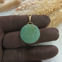 Translucent Icy Green Jadeite "Prosperity Fish and Lotus" Pendant (JAB006984) 3