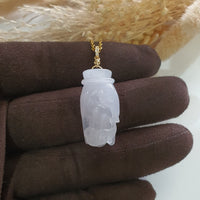 Good Translucency Icy Lavender Jadeite “Goddess Touch of Blessings” Pendant (JAB007031) 1