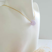 Translucent Icy Lavender Jadeite Barrel Pendant with 18KY Gold Necklace (JAB007041) 8