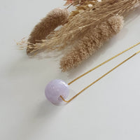 Translucent Icy Lavender Jadeite Barrel Pendant with 18KY Gold Necklace (JAB007041) 7