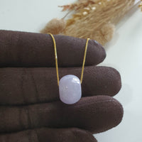 Translucent Icy Lavender Jadeite Barrel Pendant with 18KY Gold Necklace (JAB007041) 4