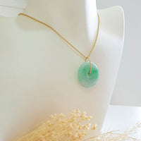 Translucent Green with Apple Green Jadeite "Auspicious Coin" Pendant (JAB007065) 6