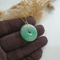 Translucent Green with Apple Green Jadeite "Auspicious Coin" Pendant (JAB007065) 2