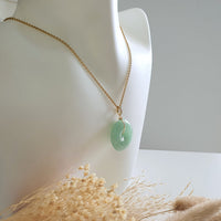 Translucent Icy Bright Green Jadeite "Auspicious Coin" Pendant (JAB007110) 7
