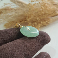 Translucent Icy Bright Green Jadeite "Auspicious Coin" Pendant (JAB007111) 6