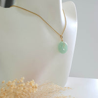 Translucent Icy Bright Green Jadeite "Auspicious Coin" Pendant (JAB007111) 9