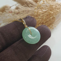 Translucent Icy Bright Green Jadeite "Auspicious Coin" Pendant (JAB007111) 2