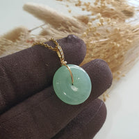 Translucent Icy Bright Green Jadeite "Auspicious Coin" Pendant (JAB007111) 3