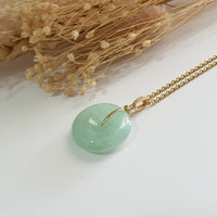 Translucent Icy Bright Green Jadeite "Auspicious Coin" Pendant (JAB007111) 7