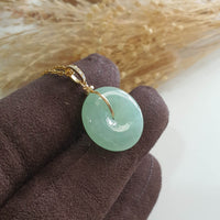Translucent Icy Bright Green Jadeite "Auspicious Coin" Pendant (JAB007111) 5