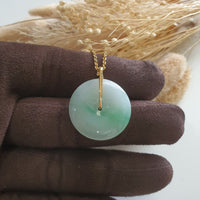 Translucent Green with Brilliant Green Jadeite "Auspicious Coin" Pendant (JAB007115) 3