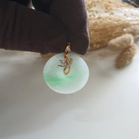 Translucent Green with Brilliant Green Jadeite "Auspicious Coin" Pendant (JAB007115) 5