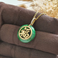Translucent Brilliant Green Jadeite "Countless Blessing" Pendant (JAB007158) 3