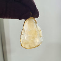 Good Translucency Icy Yellow Jadeite "Goddess of Mercy" Pendant (JAB007217) 9