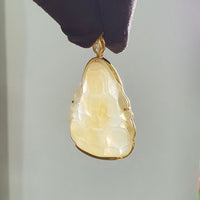 Good Translucency Icy Yellow Jadeite "Goddess of Mercy" Pendant (JAB007217) 8