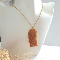 Translucent Brilliant Orange Jadeite "Majestic Guan Gong" Pendant (JAB007258) 9