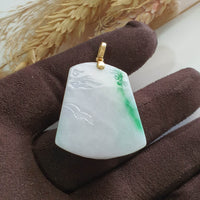 Translucent Brilliant Green on Snow Jadeite "Mother Mary and Baby Jesus" Pendant (JAB007276) 5