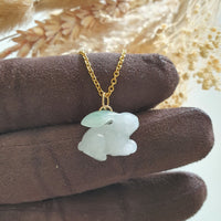 Good Translucency Icy with Green Jadeite "Rabbit with Pearl" Pendant (JAB007310) 1