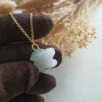 Good Translucency Icy with Green Jadeite "Rabbit with Pearl" Pendant (JAB007310) 4