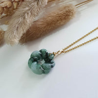 Translucent Icy Flower Green Jadeite “Eternity Knot” Pendant (JAB007399) 7