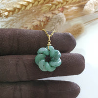 Translucent Icy Flower Green Jadeite “Eternity Knot” Pendant (JAB007399) 8