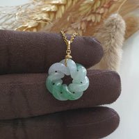 Translucent Icy Green with Lavender Jadeite “Eternity Knot” Pendant (JAB007400) 1