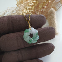 Translucent Icy Green with Lavender Jadeite “Eternity Knot” Pendant (JAB007400) 5