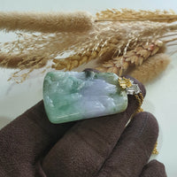 Translucent Tri-Colours Jadeite "Celestial Mountains Scenery” Pendant (JAB007419) 2