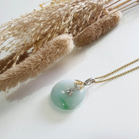 Translucent Green with Brilliant Apple Green Jadeite "Bamboo Blossom" Pendant (JAB007490) 8
