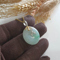 Translucent Green with Brilliant Apple Green Jadeite "Bamboo Blossom" Pendant (JAB007490) 3