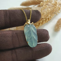 Highly Translucent Icy Blue Jadeite “Icy Foliage” Pendant (JAB007494) 3