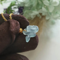 Highly Translucent Icy Blue Jadeite "Auspicious Snake" Pendant (JAB007546) 3