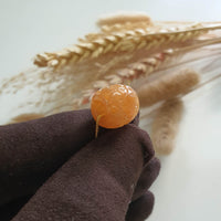 Good Translucency Icy Brilliant Orange Jadeite Carved "Ruyi & Coin" Barrel Pendant (JAB007548) 4