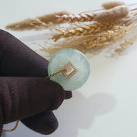 Good Translucency Icy Bright Green Jadeite "The Emperor Coin" Pendant (JAB007588) 8