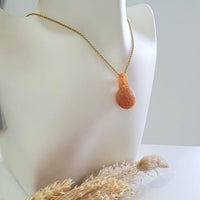 Translucent Icy Brilliant Orangey Jadeite "Interlocking Ruyi" Pendant (JAB007694) 7