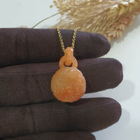 Translucent Icy Brilliant Orangey Jadeite "Interlocking Ruyi" Pendant (JAB007694) 1