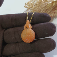 Translucent Icy Brilliant Orangey Jadeite "Interlocking Ruyi" Pendant (JAB007694) 3