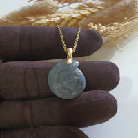 Translucent Icy Black Jadeite "Wealth Conch Shell" Pendant (JAB007716) 5