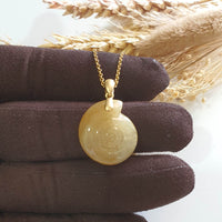 Translucent Icy Yellow Jadeite "Wealth Conch Shell" Pendant (JAB007721) 5