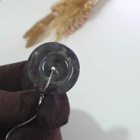 Translucent Icy Black Jadeite "Auspicious Coin" Pendant (JAB007752) 4