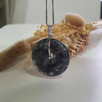 Translucent Icy Black Jadeite "Auspicious Coin" Pendant (JAB007752) 1